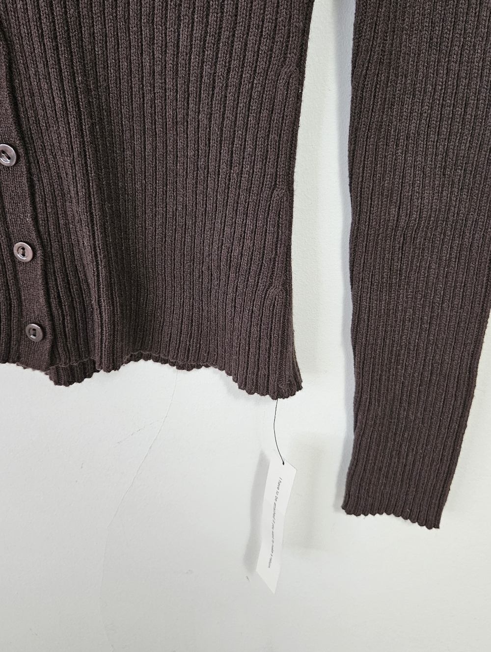 SOLD NWT Reformation Fia Cotton Cashmere Blend Cardigan Sz L Brown Ribbed - Picture 10 of 13